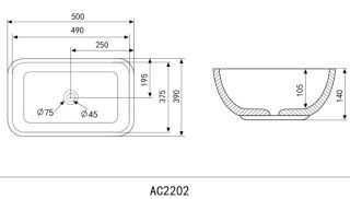 Раковина ABBER Rechteck 50см белый AC2202